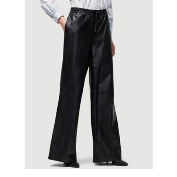 New $995 FRAME DENIM Voluminous Leather TrackPants